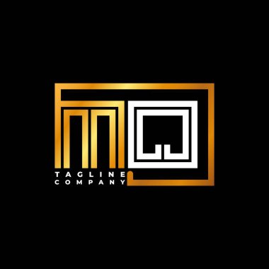 MQ Logo harfli monogram şekil çizgisi altın vektör şablonu. İş monogram şirketi