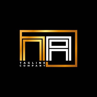 NA Logo harfi monogram şekil çizgisi altın vektör şablonu. İş monogram şirketi