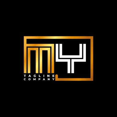 Logo harfli monogram şeklindeki altın vektör şablonum. İş monogram şirketi