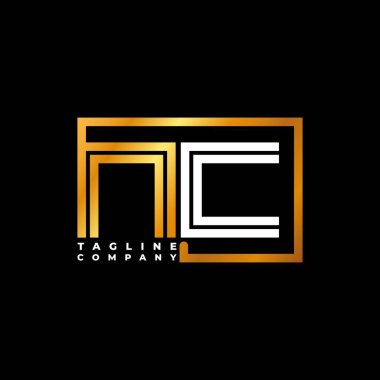 NC Logo harfi monogram şekil çizgisi altın vektör şablonu. İş monogram şirketi
