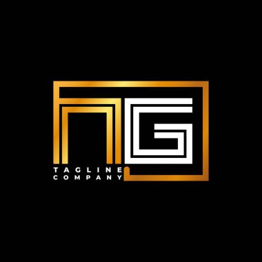 NG logo harfi monogram şekil çizgisi altın vektör şablonu. İş monogram şirketi