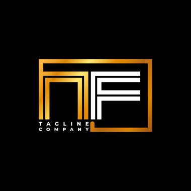 NF Logo harfi monogram şekil çizgisi altın vektör şablonu. İş monogram şirketi