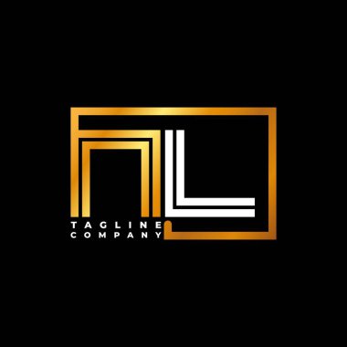NL Logo harfli monogram şekil çizgisi altın vektör şablonu. İş monogram şirketi