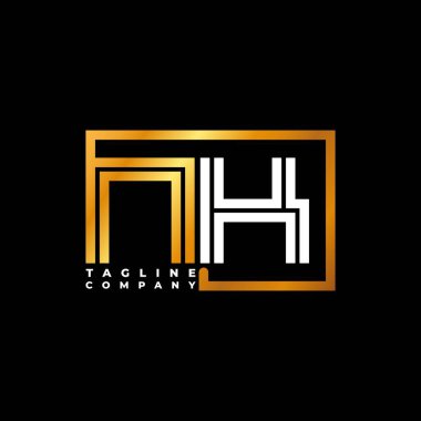 NK Logo harfli monogram şekil çizgisi altın vektör şablonu. İş monogram şirketi