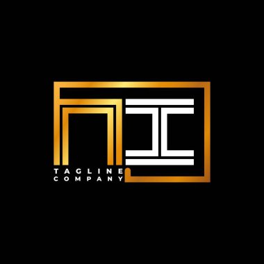 NI Logo harfli monogram şekil çizgisi altın vektör şablonu. İş monogram şirketi