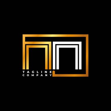 NN Logo harfli monogram şekil çizgisi altın vektör şablonu. İş monogram şirketi