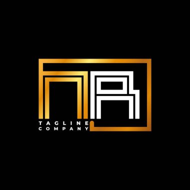 NR Logo harfi monogram şekil çizgisi altın vektör şablonu. İş monogram şirketi