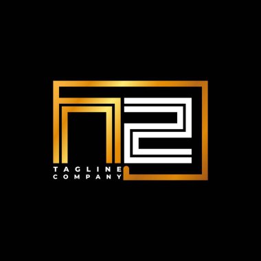 NZ Logo harfli monogram şekil çizgisi altın vektör şablonu. İş monogram şirketi