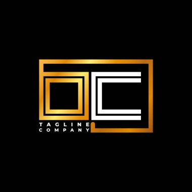 OC Logo harfi monogram şekil çizgisi altın vektör şablonu. İş monogram şirketi