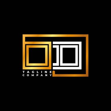 Aşırı dozda Logo Harfi Monogram Altın Çizgi Şablonu. İş monogram şirketi