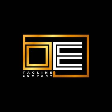 OE logo harfi monogram şekil çizgisi altın vektör şablonu. İş monogram şirketi