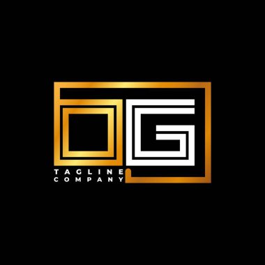 OG logo harfi monogram şekil çizgisi altın vektör şablonu. İş monogram şirketi