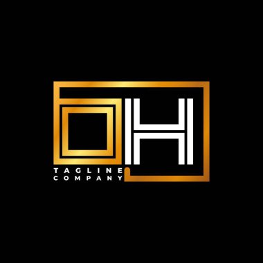 Oh logo harfi monogram şekil çizgisi altın vektör şablonu. İş monogram şirketi