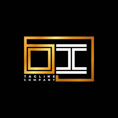 OI Logo harfleri monogram şekil çizgisi altın vektör şablonu. İş monogram şirketi