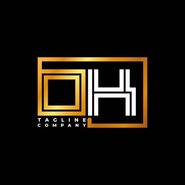 Tamam, logo harfi monogram şekil çizgisi altın vektör şablonu. İş monogram şirketi