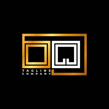 OQ Logo harfi monogram şekil çizgisi altın vektör şablonu. İş monogram şirketi