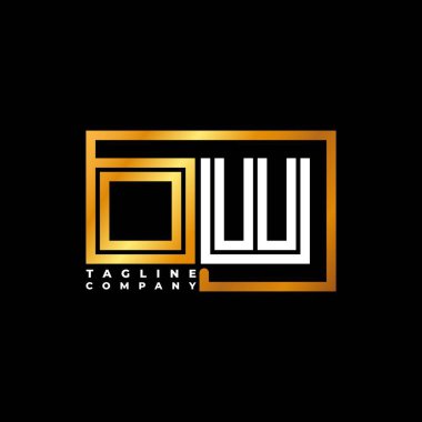 OW Logo harfli monogram şekil çizgisi altın vektör şablonu. İş monogram şirketi