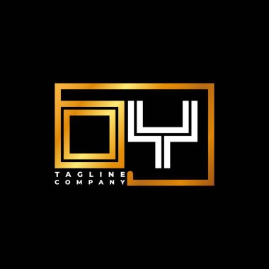 OY Logo harfi monogram şekil çizgisi altın vektör şablonu. İş monogram şirketi
