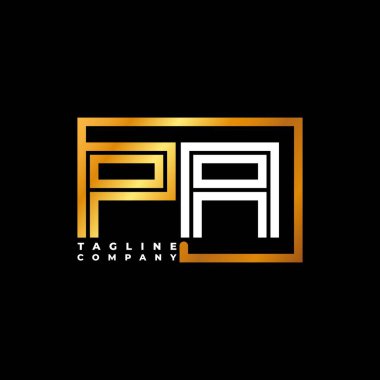 PA logo harfi monogram şekil çizgisi altın vektör şablonu. İş monogram şirketi
