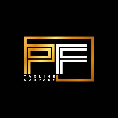 PF Logo harfi monogram şekil çizgisi altın vektör şablonu. İş monogram şirketi