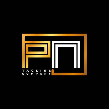 PN Logo harfli monogram şekil çizgisi altın vektör şablonu. İş monogram şirketi