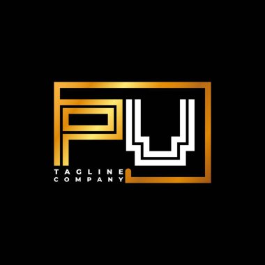 PV Logo harfi monogram şekil çizgisi altın vektör şablonu. İş monogram şirketi