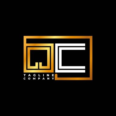 QC Logo harfli monogram şekil çizgisi altın vektör şablonu. İş monogram şirketi