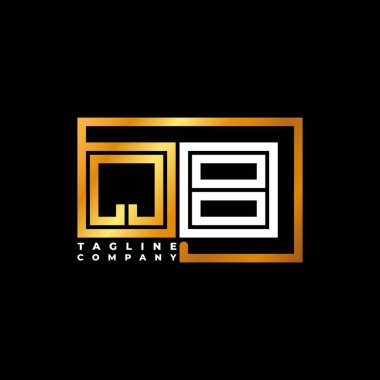 QB Logo harfli monogram şekil çizgisi altın vektör şablonu. İş monogram şirketi