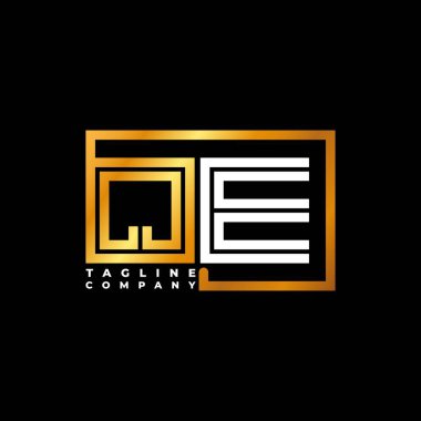 QE Logo harfli monogram şekil çizgisi altın vektör şablonu. İş monogram şirketi