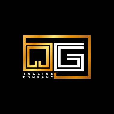 QG Logo harfli monogram şekil çizgisi altın vektör şablonu. İş monogram şirketi