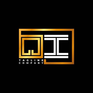 QI Logo harfli monogram şekil çizgisi altın vektör şablonu. İş monogram şirketi