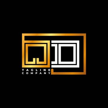 QD Logo harfli monogram şekil çizgisi altın vektör şablonu. İş monogram şirketi