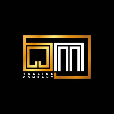 QM Logo harfli monogram şekil çizgisi altın vektör şablonu. İş monogram şirketi