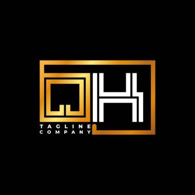 QK Logo harfli monogram şekil çizgisi altın vektör şablonu. İş monogram şirketi