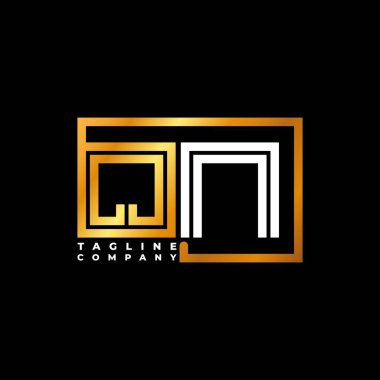QN Logo harfli monogram şekil çizgisi altın vektör şablonu. İş monogram şirketi