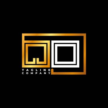 QO Logo harfli monogram şekil çizgisi altın vektör şablonu. İş monogram şirketi