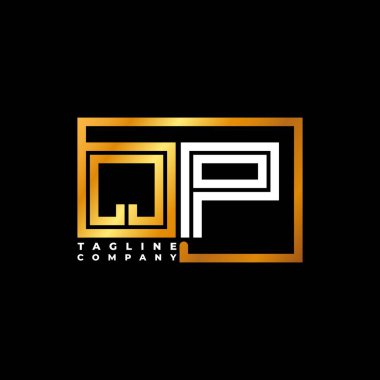 QP Logo harfli monogram şekil çizgisi altın vektör şablonu. İş monogram şirketi