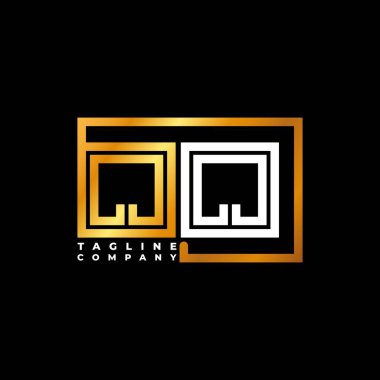 QQ Logo harfli monogram şekil çizgisi altın vektör şablonu. İş monogram şirketi