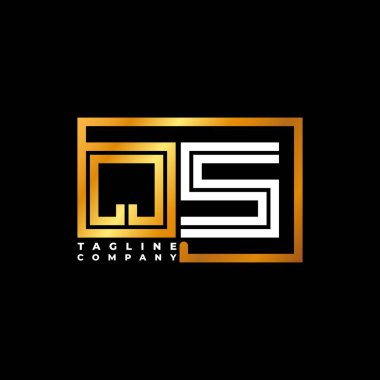 QS Logo harfli monogram şekil çizgisi altın vektör şablonu. İş monogram şirketi