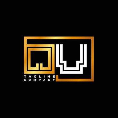 QV Logo harfli monogram şekil çizgisi altın vektör şablonu. İş monogram şirketi
