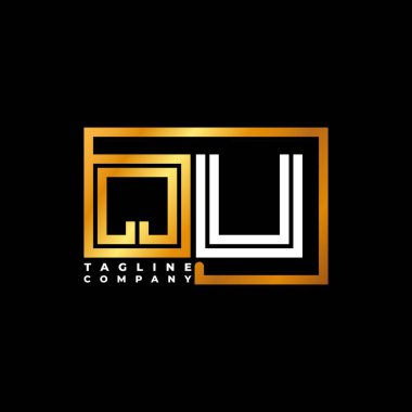 QU Logo harfli monogram şekilli altın vektör şablonu. İş monogram şirketi