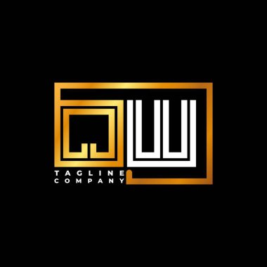 QW Logo harfli monogram şekil çizgisi altın vektör şablonu. İş monogram şirketi