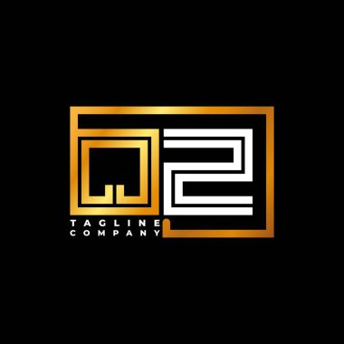 QZ Logo harfli monogram şekil çizgisi altın vektör şablonu. İş monogram şirketi