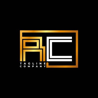 RC Logo harfi monogram şekil çizgisi altın vektör şablonu. İş monogram şirketi