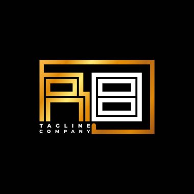 RB Logo harfli monogram şekil çizgisi altın vektör şablonu. İş monogram şirketi