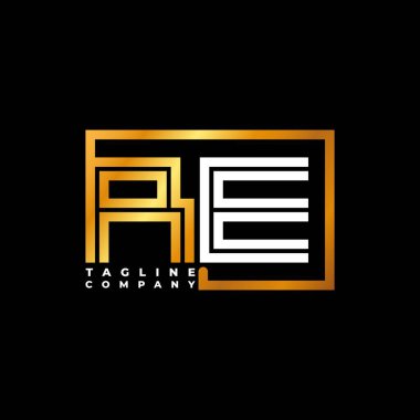 RE Logo harfli monogram şekil çizgisi altın vektör şablonu. İş monogram şirketi