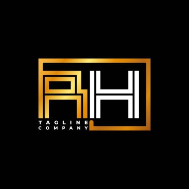 RH Logo harfi monogram şekil çizgisi altın vektör şablonu. İş monogram şirketi