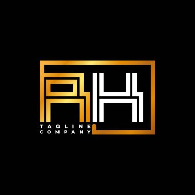 RK Logo harfli monogram şekil çizgisi altın vektör şablonu. İş monogram şirketi