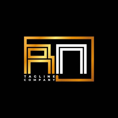 RN Logo harfli monogram şekil çizgisi altın vektör şablonu. İş monogram şirketi