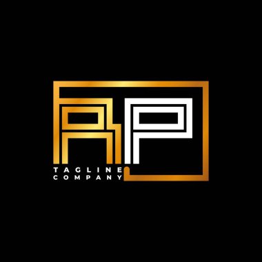 RP Logo harfi monogram şekil çizgisi altın vektör şablonu. İş monogram şirketi